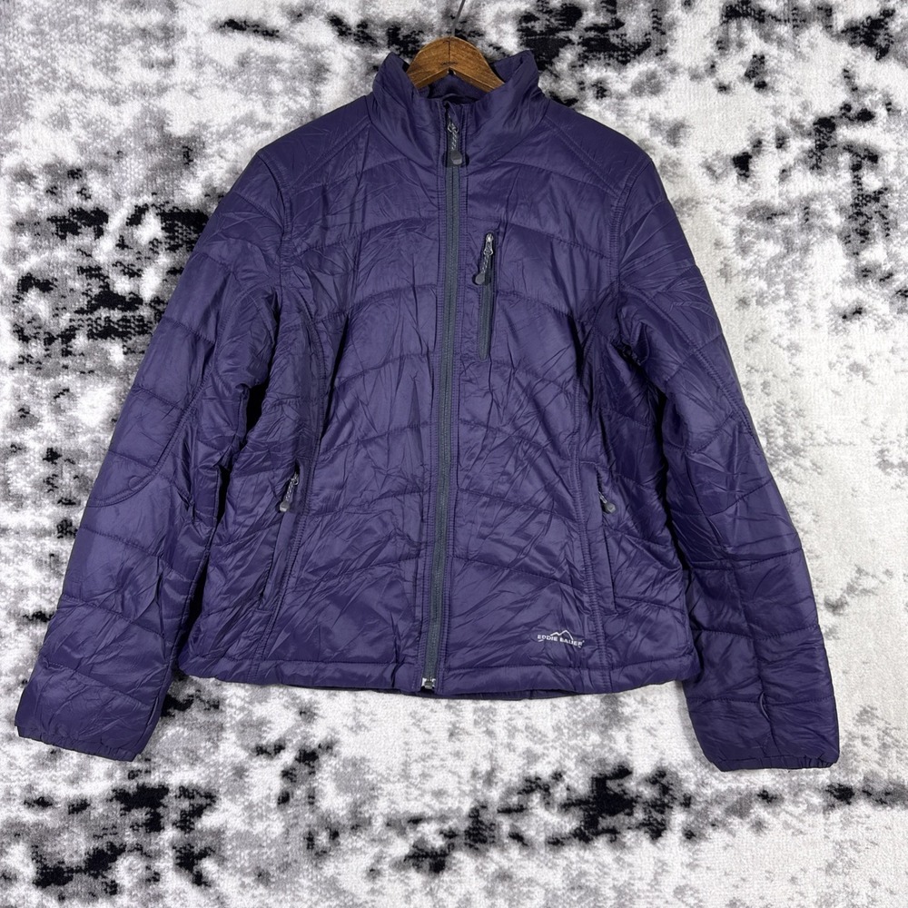 Eddie Bauer Primaloft 365 Puffer Womens Size Large Purple Full Zip Insulated